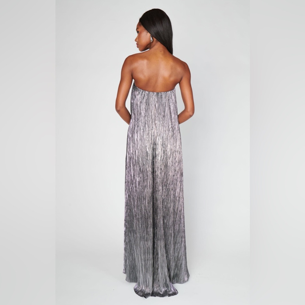 NWT Show Me Your Mumu Athena Maxi Dress size Medium M Silver Pleated strapless - Picture 3 of 3